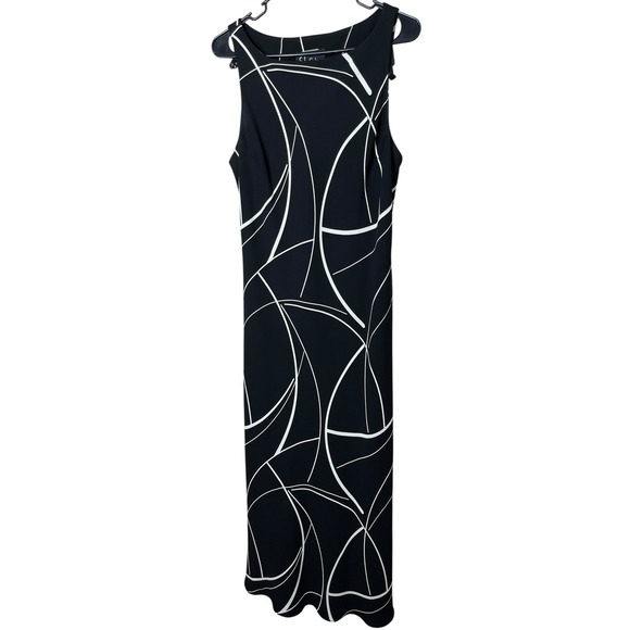 SL Fashions Women's Dress Size 18 Black White Abstract Sleeveless Maxi - Picture 1 of 8